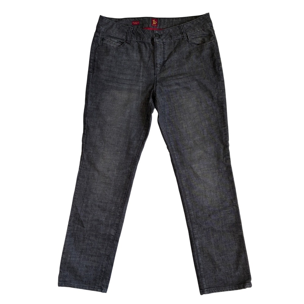 Sasson Ooh‎ La La Hustle Straight Leg Jeans Endless Nights Grey Rhinestone W 14